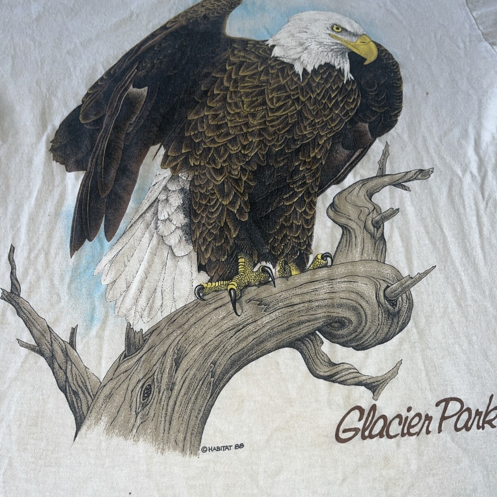 Vintage Single Stitch Bald Eagle, Glacier National Park T-shirt. Habitat 1988 - Picture 4 of 9